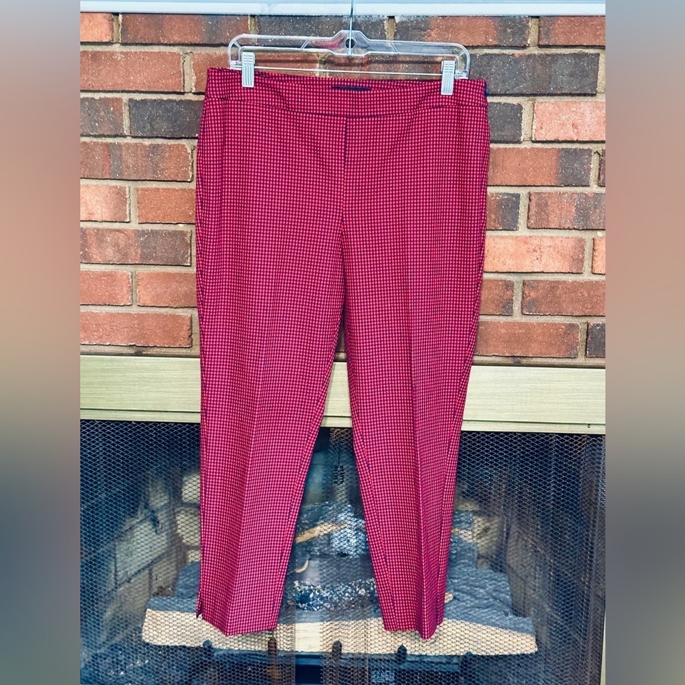 🛍️Talbot  Red with black checker ankle pants with stretch comfy Size 04/ 18 🤔